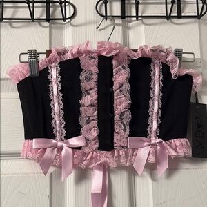 Pink and Black Lace Corset Top